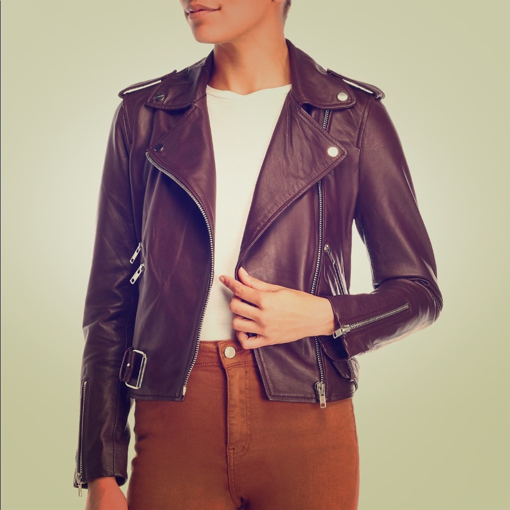 NWT WALTER BAKER Allison Lamb Leather Moto Jacket